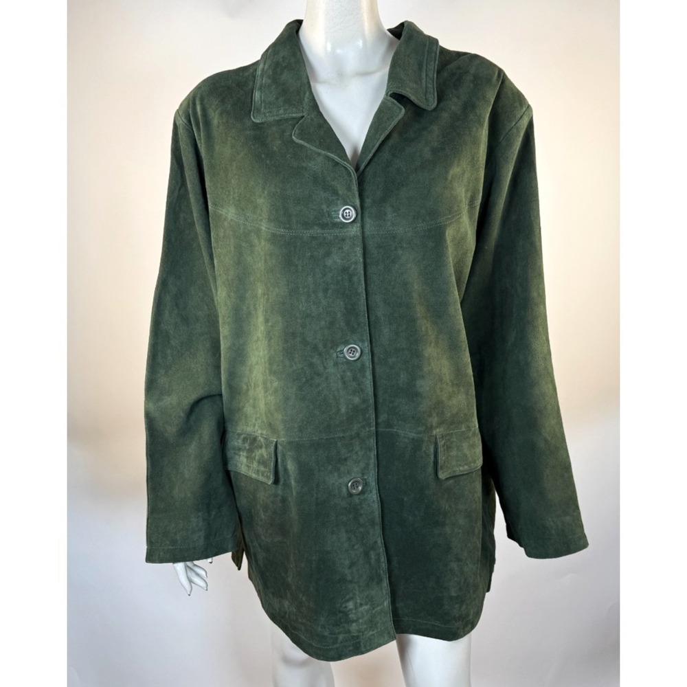 Jessica Holbrook Suede Jacket Women 3X NWT Washable Button-up Collared Pockets